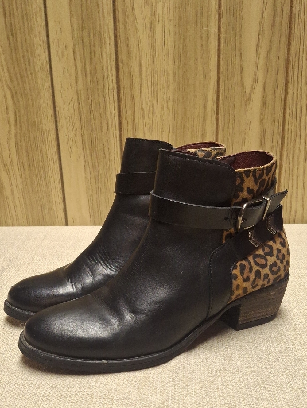 Umberto Raffini April Ankle Boots Black Leopard Womens EU 38 US 7-7.5
